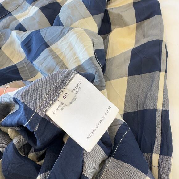 Stella McCartney Navy Plaid Silk Dress Size 40 - Picture 3 of 12